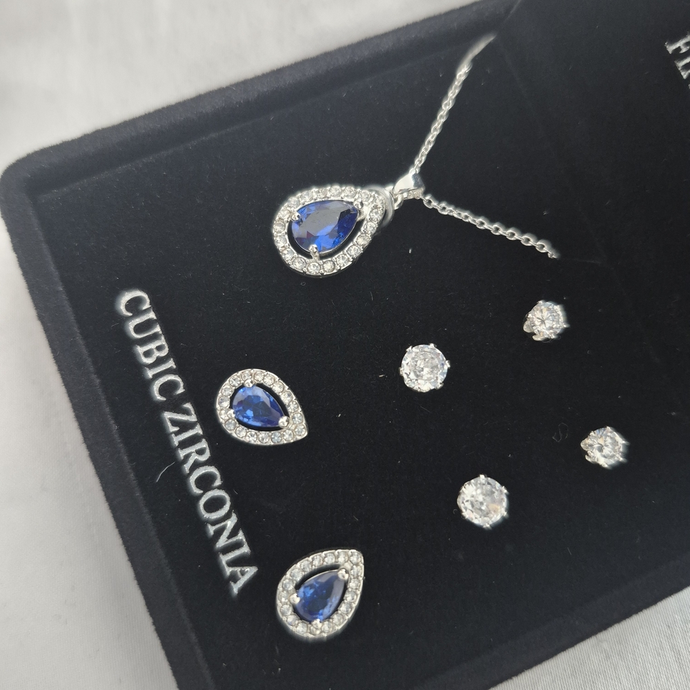 Craft Fine Silver Necklace with Blue and White Stones - Picture 4 of 8